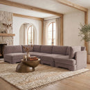 Hammond - Velvet Performance Fabric Upholstered 5 Piece L-Shaped Sectional