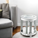 Noralie - 20" Round End Table - Mirrored & Faux Diamonds