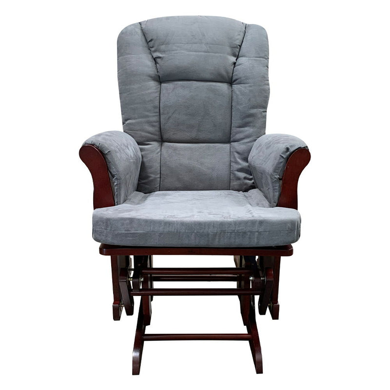 Adeliza - Glider Chair & Ottoman - Gray Microfiber & Cherry