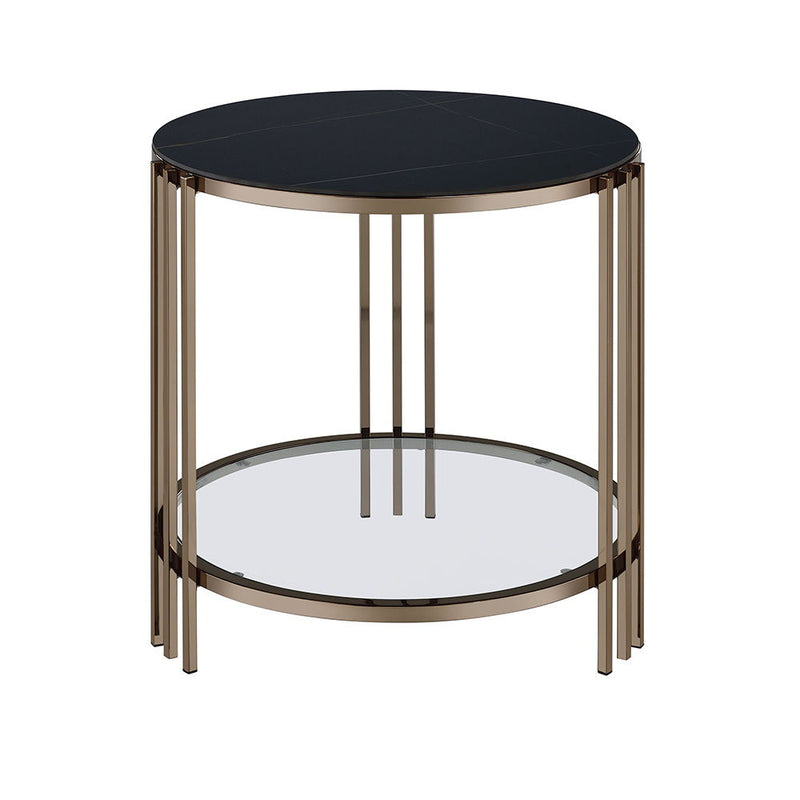 Zaidee - End Table - Sintered Stone & Champagne