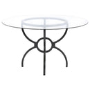 Aviano - Round Glass Top Metal Dining Table - Gunmetal