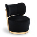 Elara - Velvet Upholstered Swivel Accent Chair - Stained Natural