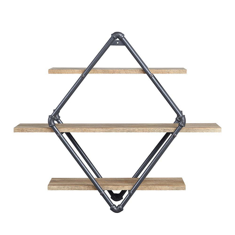 Brantley - 31" Wall Rack With 3 Shelves - Oak & Sandy Black