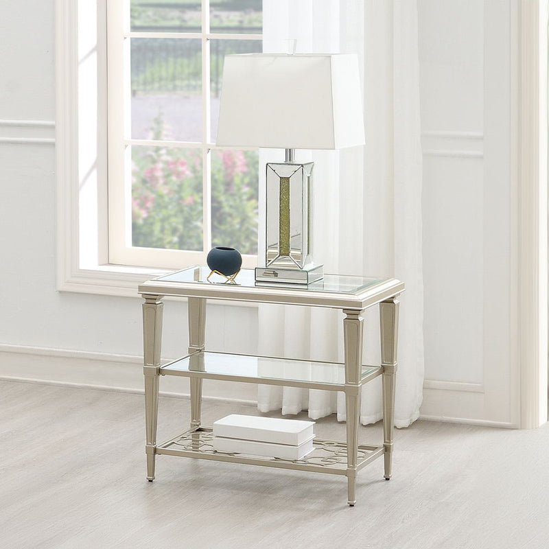 Zaba - End Table - Glass Top & Silver