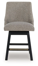 Neymorton - Upholstered Swivel Barstool (Set of 2) - Dark Grayish Brown