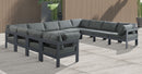 Nizuc - Outdoor Patio 11 Piece Modular Sectional With Gray Frame