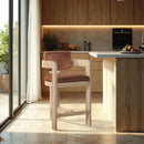 Sacha - Velvet Stool With Natural Base