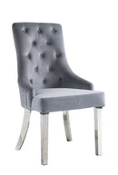 Satinka - Fabric Side Chair (Set of 2) - Gray & Mirrored Silver