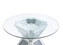 Noralie - 31" Dining Table - Clear Glass, Mirrored & Faux Diamonds