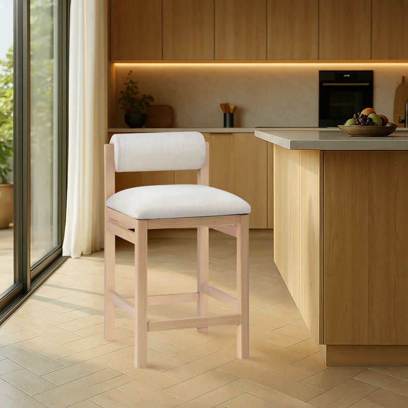Roundhill - Fabric Counter Stool - Natural Frame