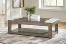 Loyaska - Lift Top Cocktail Table - Grayish Brown / White