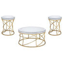 Elise - Round Mirror Top Coffee Table Set