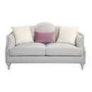 Kasa - Loveseat With 3 Pillows - Beige Linen & Champagne