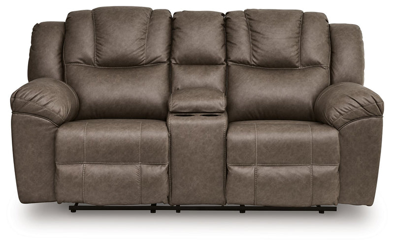 Lowilla - Double Reclining Loveseat With Console - Driftwood
