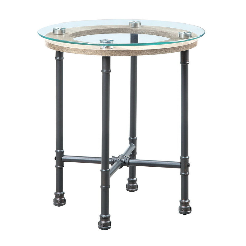 Brantley - End Table - Clear Glass & Sandy Gray