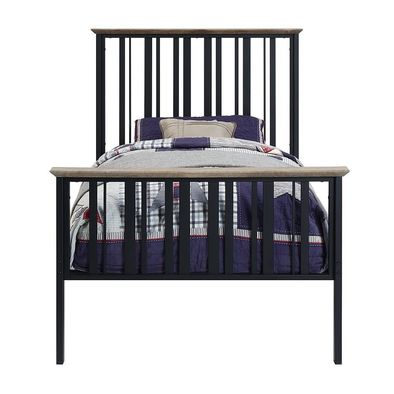 Zudora - Twin Bed - Antique Oak & Black