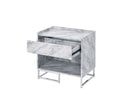 Azrael - Accent Table - White Printed Faux Marble & Chrome