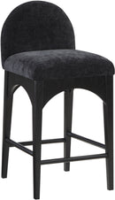 Waldorf - Chenille Stool With Black Legs