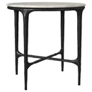 Hermas - Round Genuine Marble Top Metal End Side Table - White
