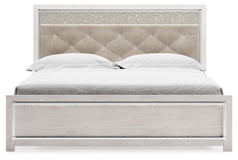 Altyra - White - King Panel Bed With Upholstered Headboard
