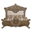 Constantine - Eastern King Bed - Synthetic Leather , Light Gold, Brown & Gold