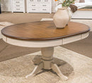 Wirloni - Oval Dining Room Butterfly Extension Table - Antique White / Brown