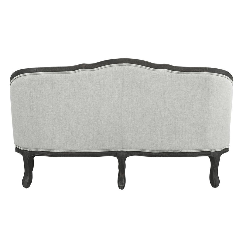 Samael - Loveseat With 2 Pillows - Gray Linen & Dark Brown