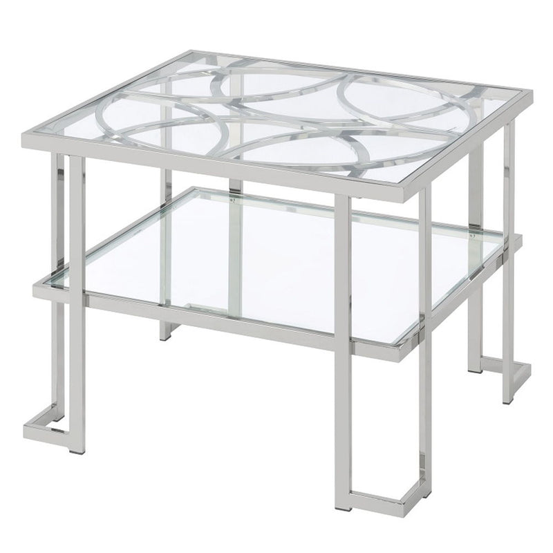 Kalan - End Table - Glass & Silver