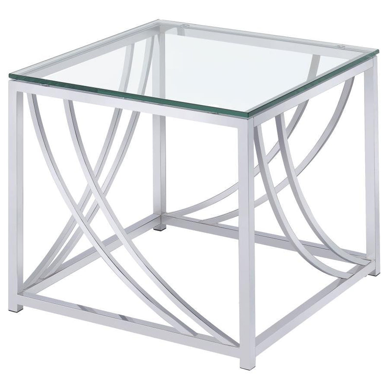 Lille - 3 Piece Glass Top Coffee End Sofa Table Set - Chrome