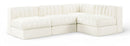 Rummi - Armless Velvet Performance Fabric Upholstered 4 Piece Modular Sectional