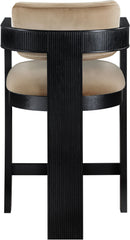 Sacha - Velvet Stool With Black Base