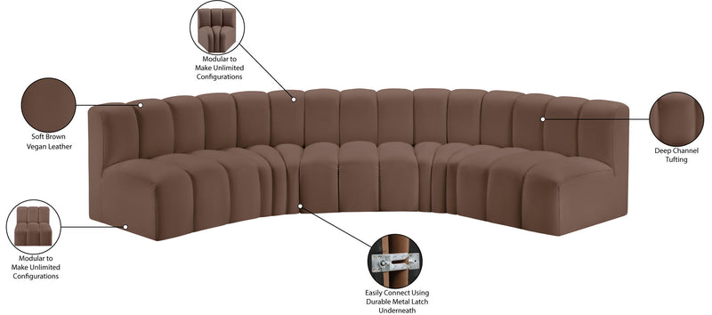 Arc - Faux Leather 5 Piece U-Shaped Modular Sofa