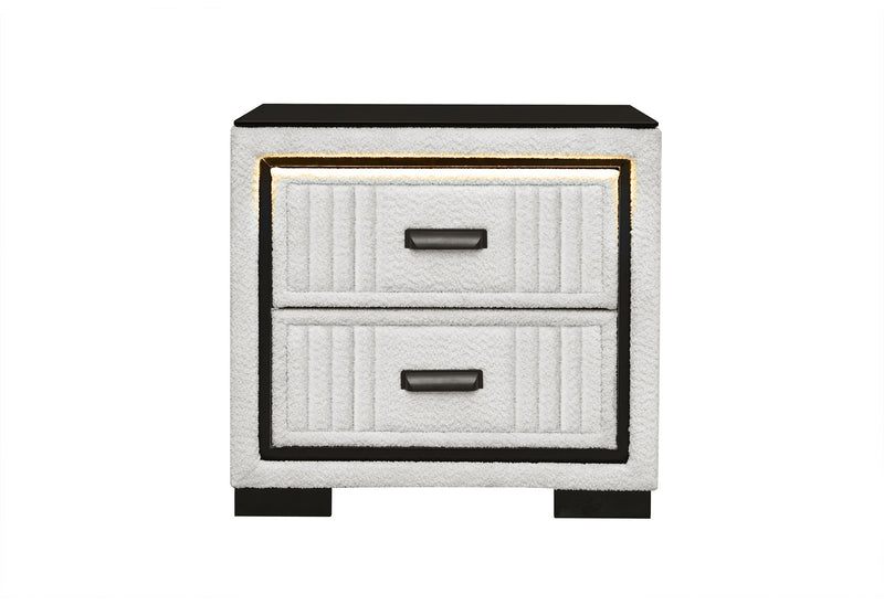 Isabella - Nightstand With LED - Black / White