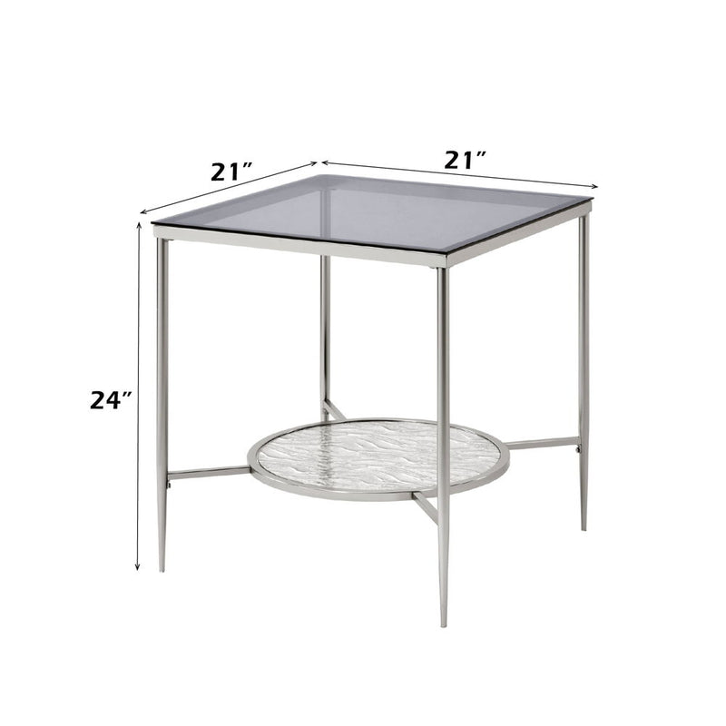 Adelrik - End Table - Glass & Chrome Finish