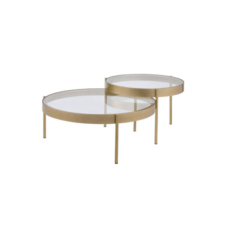 Andover - Nesting Table Set - Clear Glass & Gold