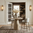 Ferro - Performance Fabric Upholstered Bar Stool - Antique Brass