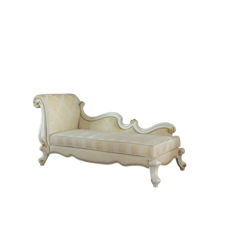 Picardy - Chaise Lounge With 2 Pillows - Pattern Fabric & Antique Pearl