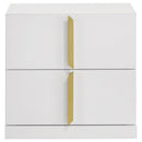 Ines - 2-Drawer Nightstand Bedside Table - White High Gloss