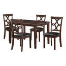 Ingeborg - 5 Piece Dining Set - Black Synthetic Leather & Espresso
