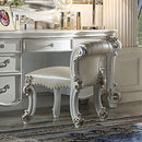 Vendome - Vanity Stool - Beige Synthetic Leather & Antique Pearl