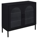 Jess - 2-Door Arched Fluted Glass Accent Cabinet - Black