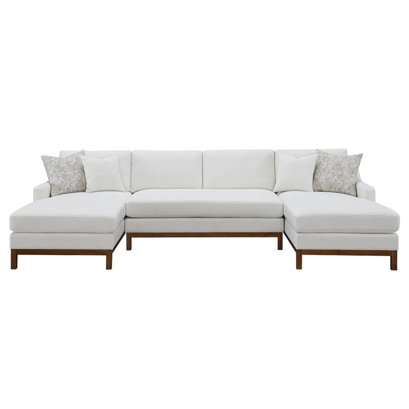 Valiant - Sectional Sofa With 4 Pillows - Ivory Chenille