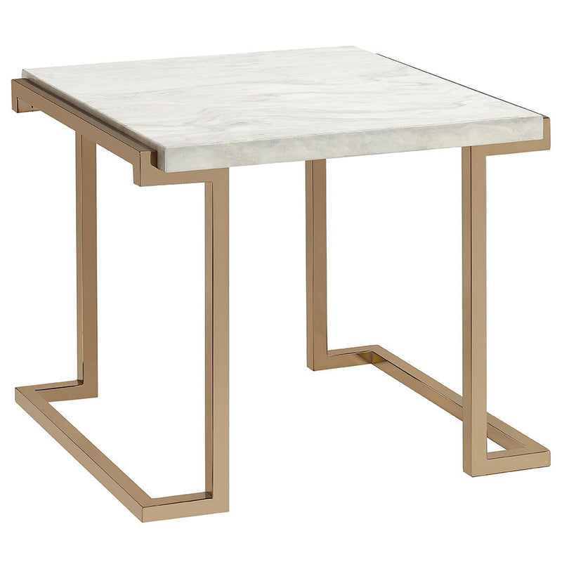 Boice II - End Table - Faux Marble Top & Champagne