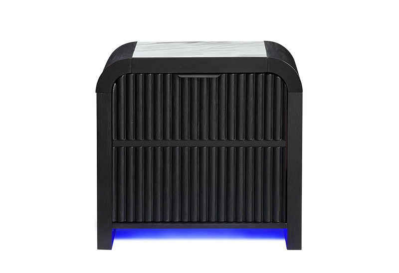 Beckett - Nightstand With LED, Cooler And Speaker - Black / White