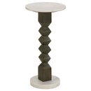 Colette - Round Marble Top Side Table - White And Dark Gray