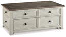 Bolanburg - Lift Top Cocktail Table - White / Brown / Beige