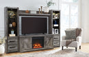 Wynnlow - Entertainment Center - TV Stand With Glass/Stone Fireplace Insert - Gray