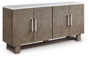Loyaska - Extra Large TV Stand - Grayish Brown / White