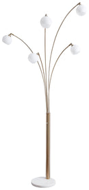 Taliya - Metal Arc Lamp  - Champagne / White