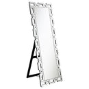 Tavin - Geometric Frame Standing Mirror - Silver
